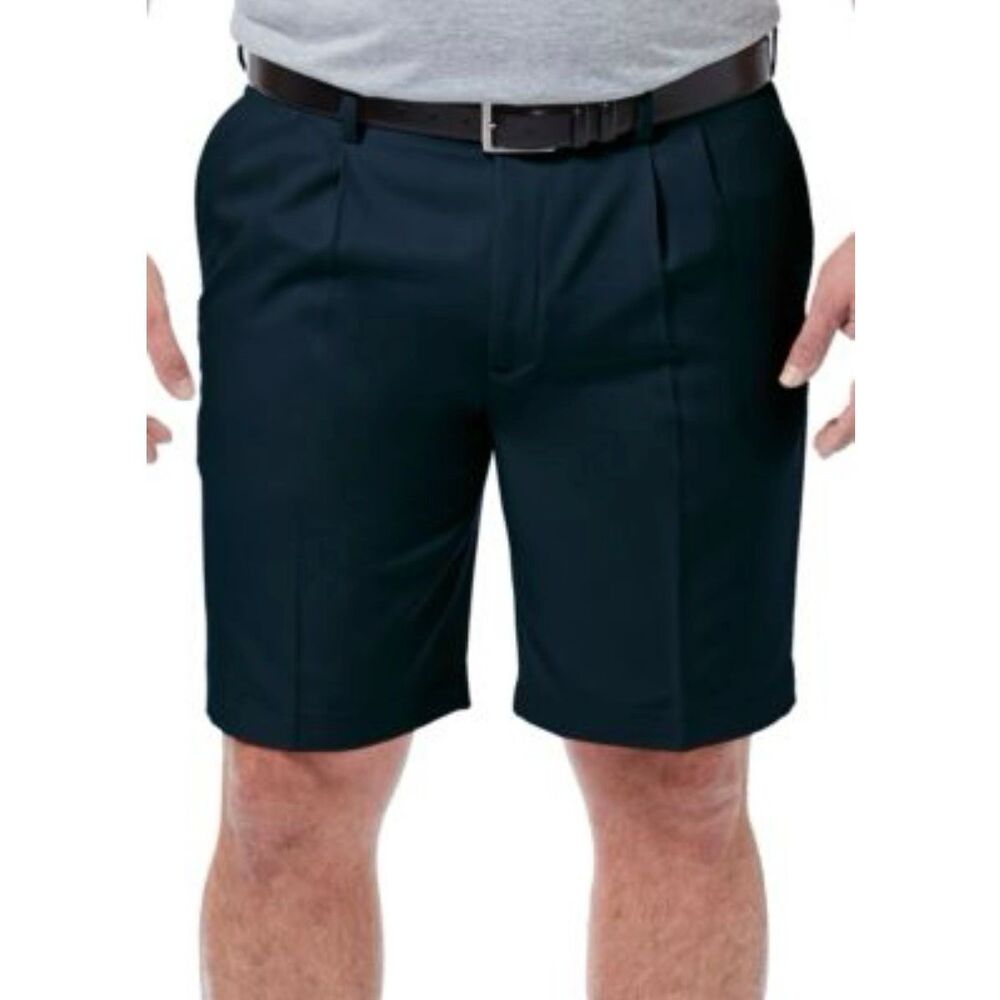 Haggar Men's Big & Tall Cool 18 Pro - Fit Stretch Shorts - Navy Blue - 44 Waist